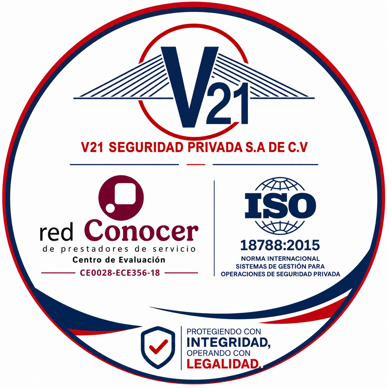 V21 Seguridad Privada, Centro de Evaluación Red CONOCER e ISO 18788:2015